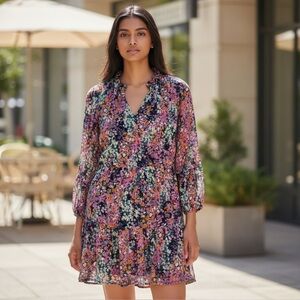 Vince Camuto Floral Mini Dress - Black, Pink, White